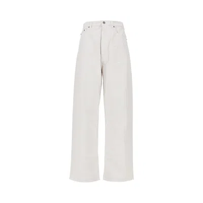 Phoebe Philo Cotton Drill Drop Jeans In White