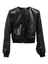 Phoebe Philo Crew-neck Leather Jacket In Black