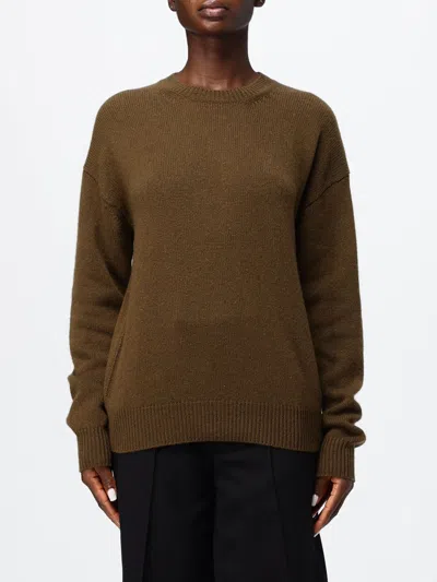 Phoebe Philo Crewneck Jumper In Pure Cashmere With Dropped Shoulders In Brown