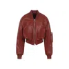 Phoebe Philo Pocket Red Lamb Leather Bomber Jacket In Brown