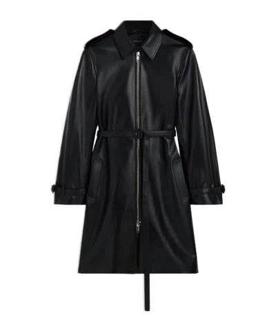 Phoebe Philo Cropped Leather Trench Coat In Black