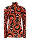Phoebe Philo Red Turtleneck T-shirt With All-over Print In Cotton Woman In Orange