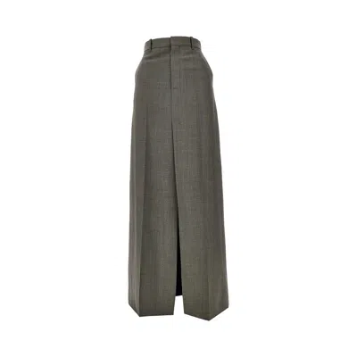 Phoebe Philo Double Split Tailored Skirt In Gray