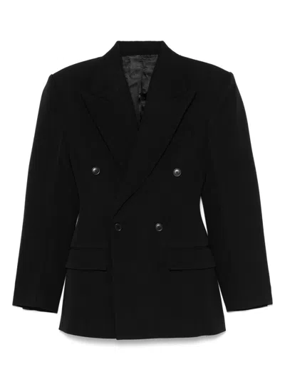 Phoebe Philo Double-breasted Wool Jacket With Shoulder Pads In Gray
