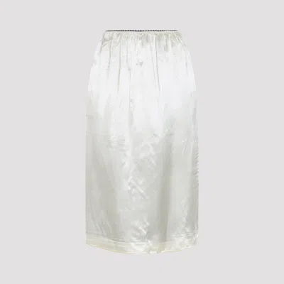 Phoebe Philo Elegant Midi Slip Skirt In White