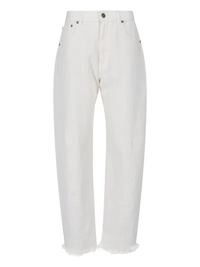Phoebe Philo Frayed Hem Straight-leg Jeans In Bianco