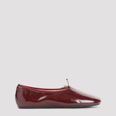 Phoebe Philo Gathered Flat Ballerinas In Burgundy
