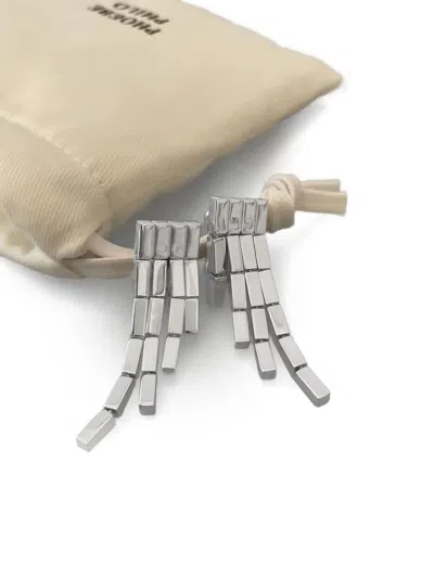 Phoebe Philo Geometric Cascade Earrings In Silver