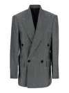 Phoebe Philo Grey Double-breasted Jacket With Peak Revers In Wool Woman In Gray