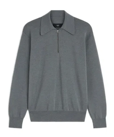 Phoebe Philo Half-zip Polo Collar Knit Sweater In Gray