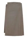 Phoebe Philo Kilt Wrap Midi Skirt In Gray