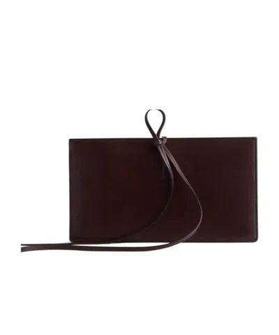 Phoebe Philo Lace-up Clutch In Brown