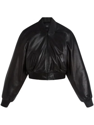 Phoebe Philo Lamb Leather Mini Coat For Women In Black