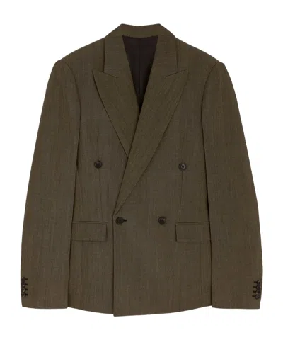 Phoebe Philo Tailored Tobacco Wool Double Breasted Blazer In Grey