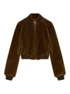 Phoebe Philo Leather Bomber Jacket In Brown