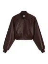 Phoebe Philo Leather Bomber Jacket In Brown