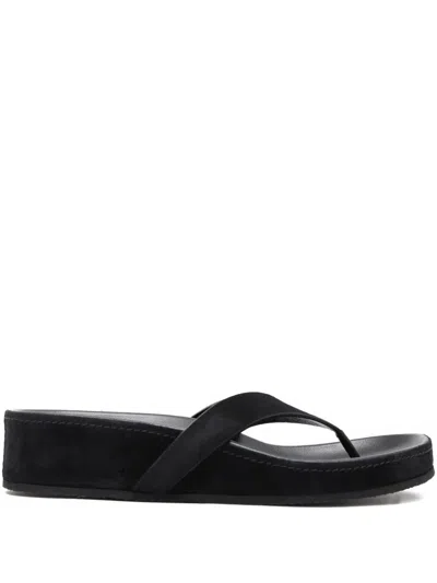Phoebe Philo Leather Flip Flops In Black