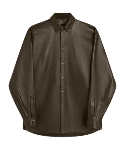 Phoebe Philo Leather Jacket And Shirt In Brown