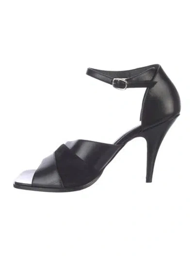 Pre-owned Phoebe Philo Leather Leather Trim Embellishment Sandals In Black