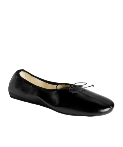 Phoebe Philo Leather Pleated Flats In Black