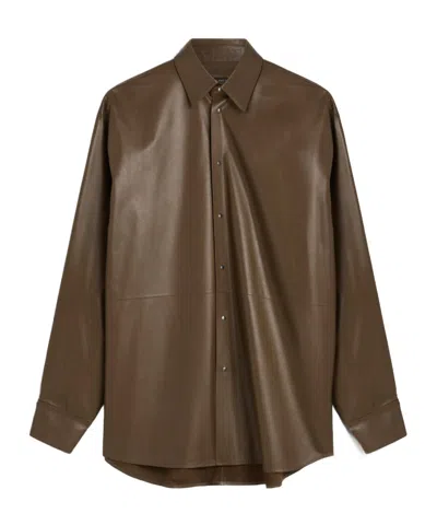 Phoebe Philo Leather Shirt In Brown