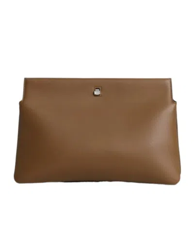 Phoebe Philo Leather Tri-fold Clutch In Brown