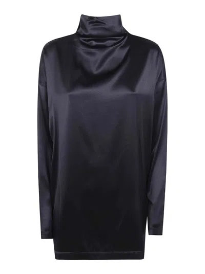 Phoebe Philo Liquid Knot Collar Top In Blue