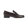 Phoebe Philo Brown Calf Leather Loafers With Hand-stitched Detailing In Black