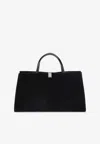 Phoebe Philo Black Kit Cabas Medium Suede Leather Shoulder Bag In Black