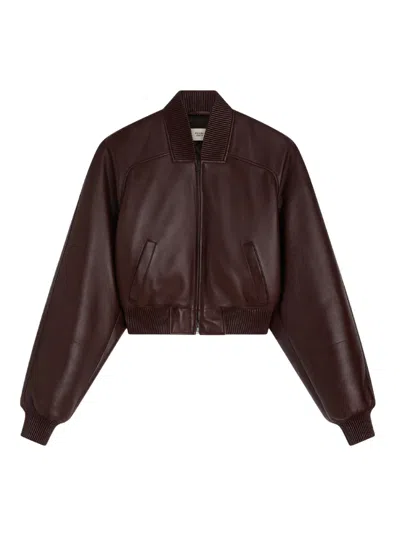 Phoebe Philo Mini Shrunk Bomber Jacket In Brown