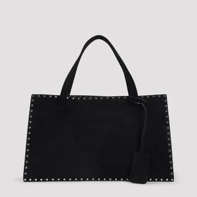 Phoebe Philo Mini Studded Suede Basket Handbag - Small In Black