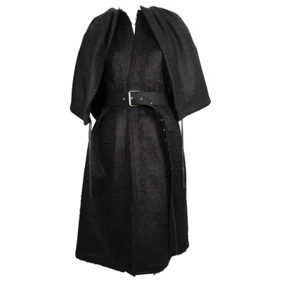 Pre-owned Phoebe Philo New 2016 Celine By  Black Mohair Wool Runway Coat With Attached Cape