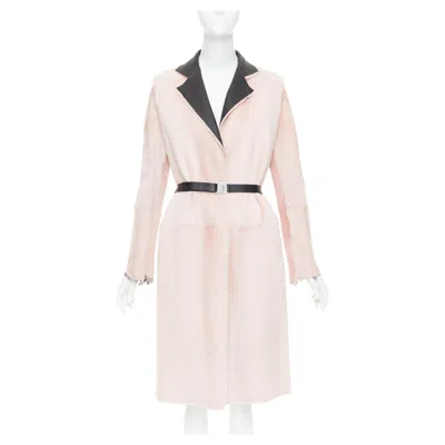 Pre-owned Phoebe Philo Old Celine 2015 Baby Pink Lambskin Shearling Leather Collar Coat Fr40 L