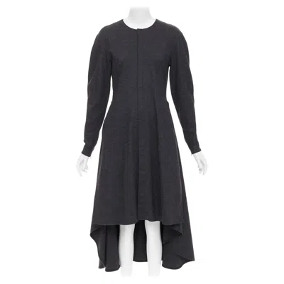 Pre-owned Phoebe Philo Old Celine 2017  Dark Grey Wool Blend Hi Low Hem Dress Fr36 S In Gray