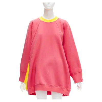 Pre-owned Phoebe Philo Old Celine  2018 Pink Yellow Contrast Back Oversized Sweatshirt Xs
