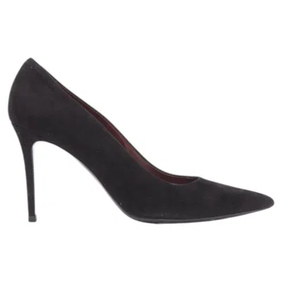 Pre-owned Phoebe Philo Old Celine  Black Suede Leather Point Tie Pigalle Stiletto Pump Eu38