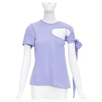 Pre-owned Phoebe Philo Old Celine  Lavender Purple Tie Sleeve Cut Out Top Fr38 M