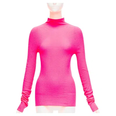 Pre-owned Phoebe Philo Old Celine  Neon Pink Polyamide Minimal Long Sleeve Top S