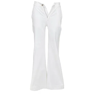 Pre-owned Phoebe Philo Old Celine  Off White Cotton High Waist Flare Leg Cropped Jeans Fr34