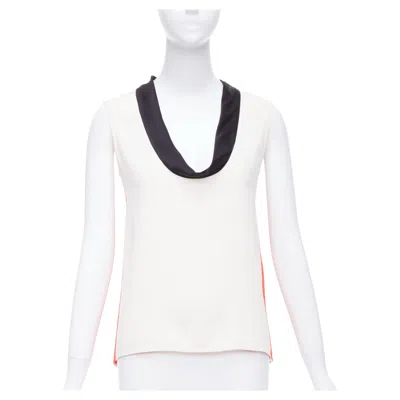 Pre-owned Phoebe Philo Old Celine  Orange Black Cream Colorblocked Tank Top Fr36 S In White