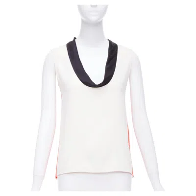 Pre-owned Phoebe Philo Old Celine  Orange Black Cream Colorblocked Tank Top Fr36 S In White