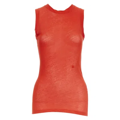 Pre-owned Phoebe Philo Old Celine  Red Silky Bias Cut Triomphe Anagram Tank Top
