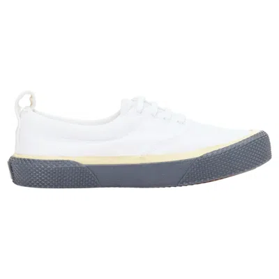 Pre-owned Phoebe Philo Old Celine White Yellow Trim Canvas Grey Midsole Skate Sneakers Eu37