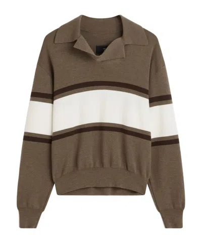Phoebe Philo Open-front Polo-collar Sweater In Brown