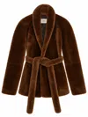 Phoebe Philo Oversized Belted Shearling Coat In Brown