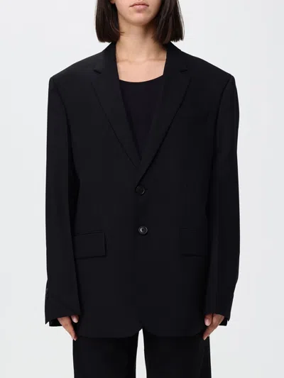 Phoebe Philo Oversized Single-breasted Blazer In Pure Wool With One-button Closure In Black