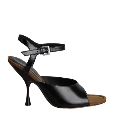 Phoebe Philo Peep Sandal In Black Leather
