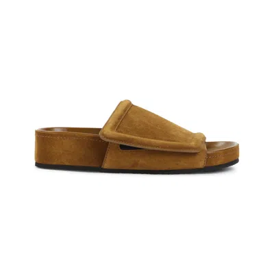Phoebe Philo Suede Chunky-sole Slide Sandals In Brown