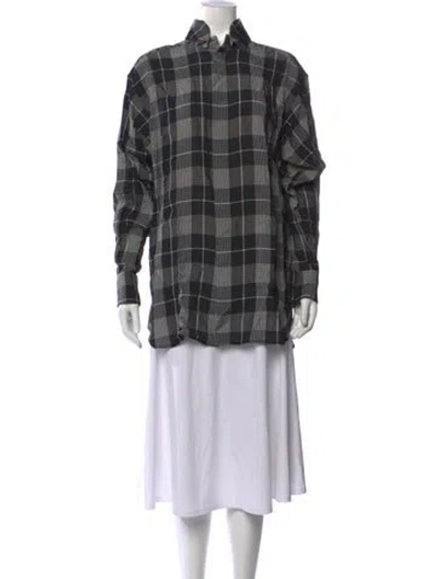 Pre-owned Phoebe Philo Plaid Print Long Sleeve Button-up Top W/ Tags In Black
