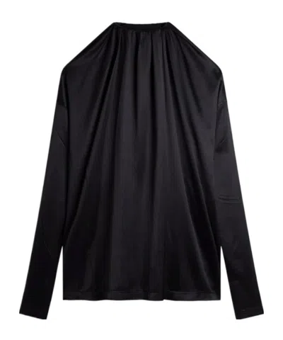 Phoebe Philo Pleated Long-sleeved Top In Black